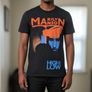 Vtg Y2K blk Marilyn Manson the high end of low official band graphic tshirt S